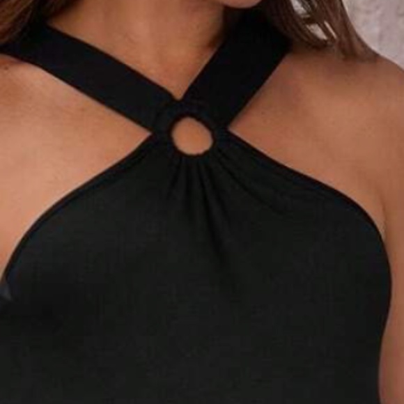 Maternity Black Stretchy Curved Hem Pockets Midi Dress - Picture 3 of 5